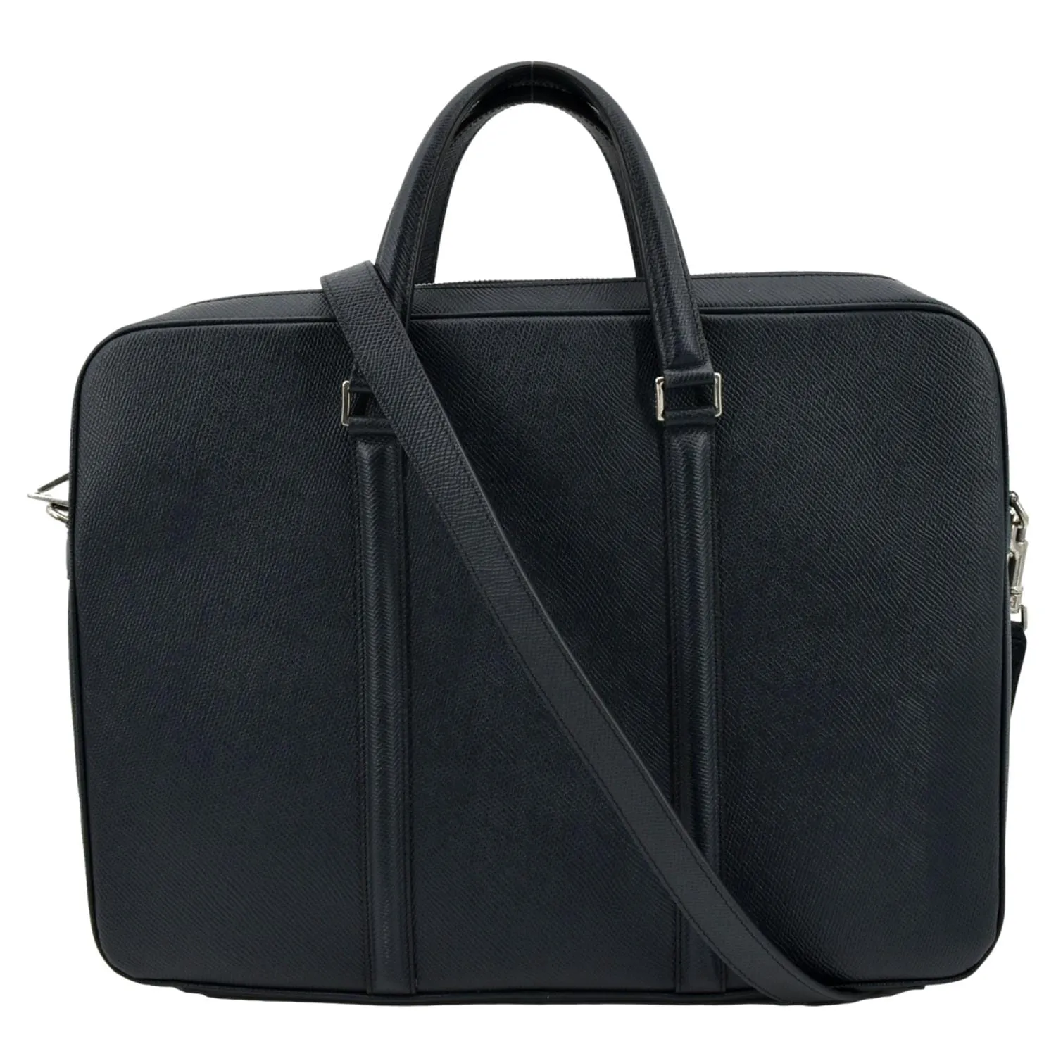 CELINE Grained Calfskin Leather Crossbody Briefcase Bag Navy Blue