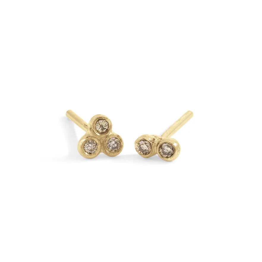 champagne diamond asymmetrical seed studs