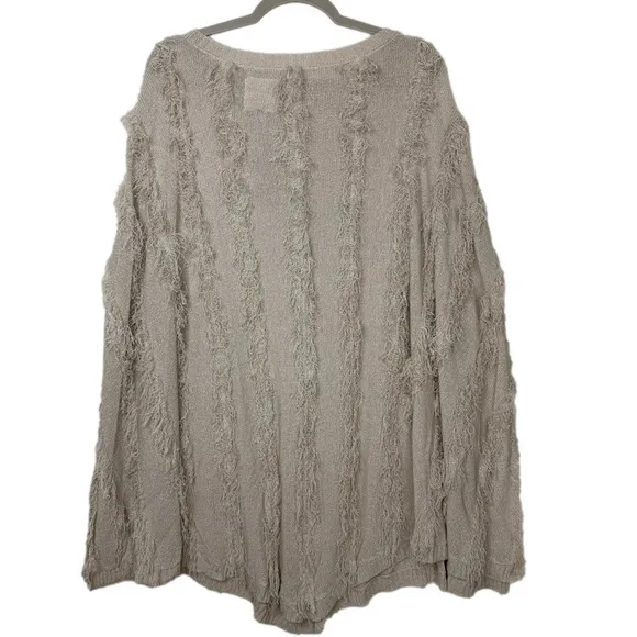 CHASER women’s pullover shawl tan eyelash fringe knit size medium large NWT