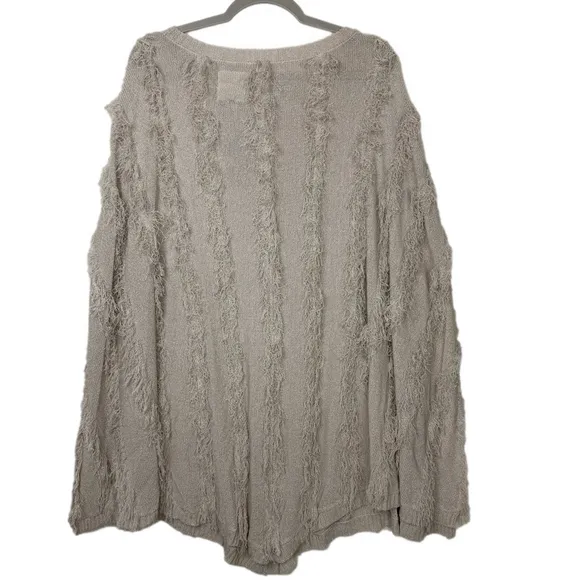 CHASER women’s pullover shawl tan eyelash fringe knit size medium large NWT