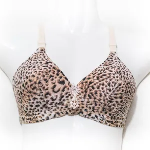 Cheetah Print Single Padded Non Wired Bra - Off-White