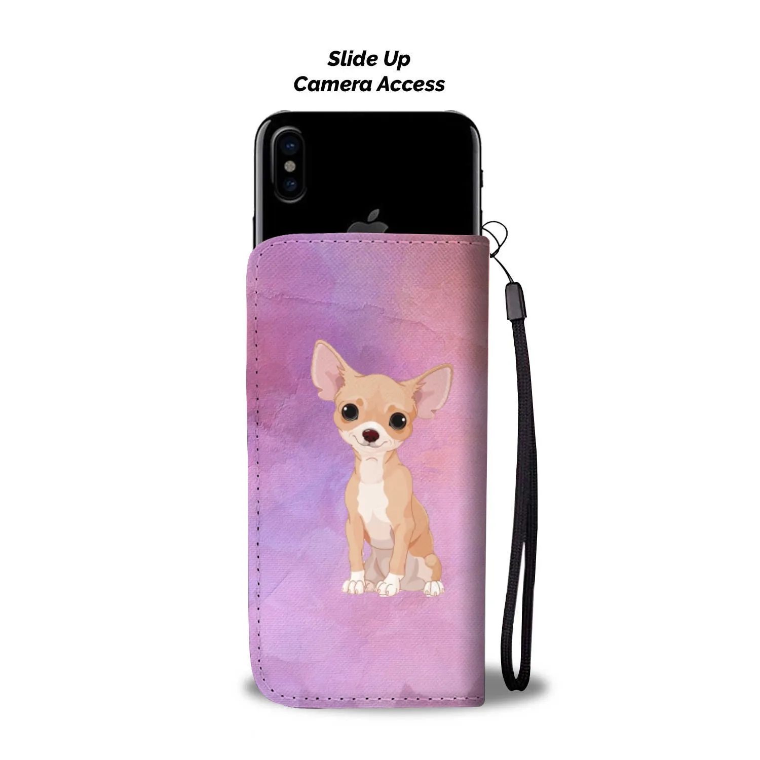 Chihuahua Phone Case Wallet - Pink Floral