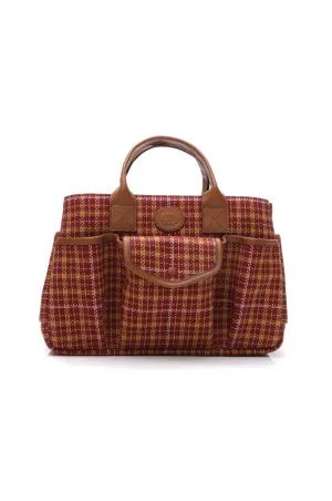 Children's Plaid Print Tote Bag - Burgundy
