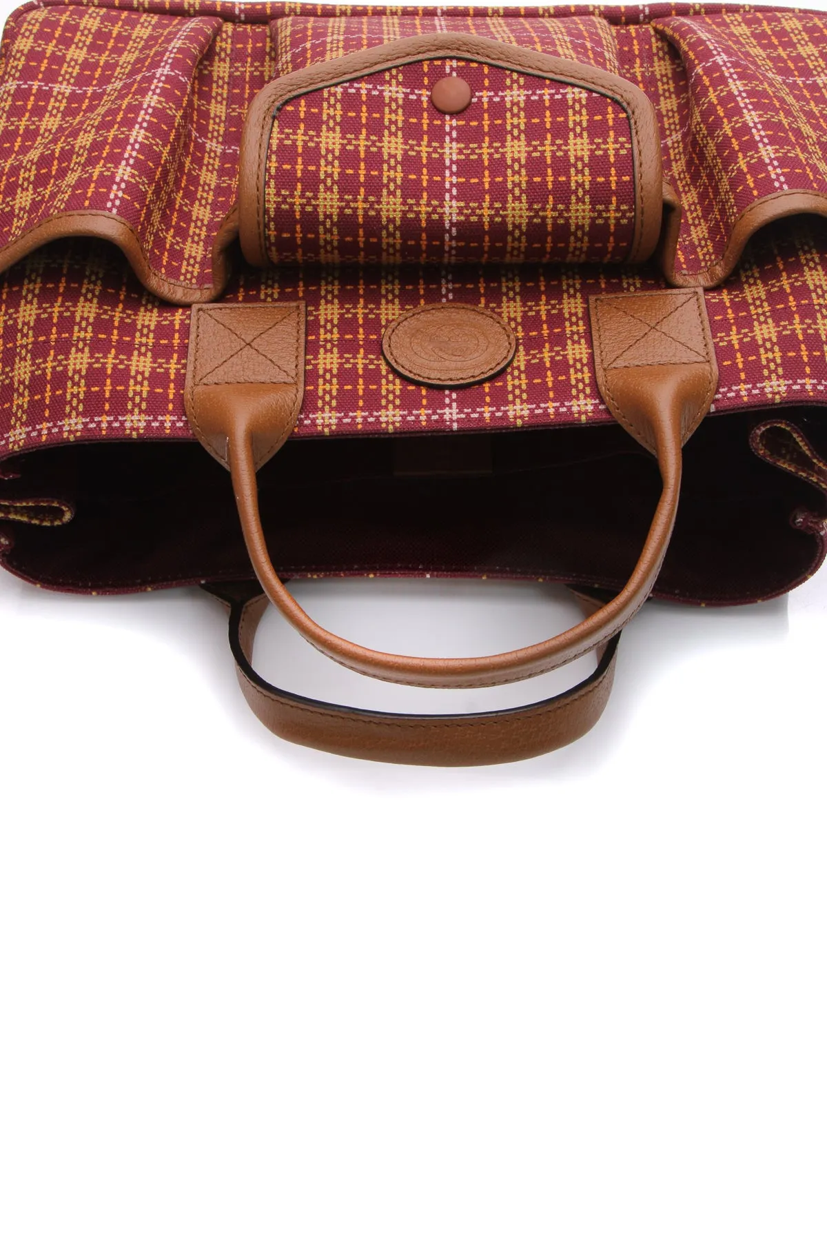 Children's Plaid Print Tote Bag - Burgundy
