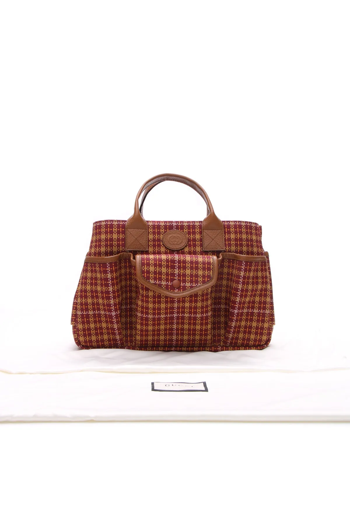 Children's Plaid Print Tote Bag - Burgundy