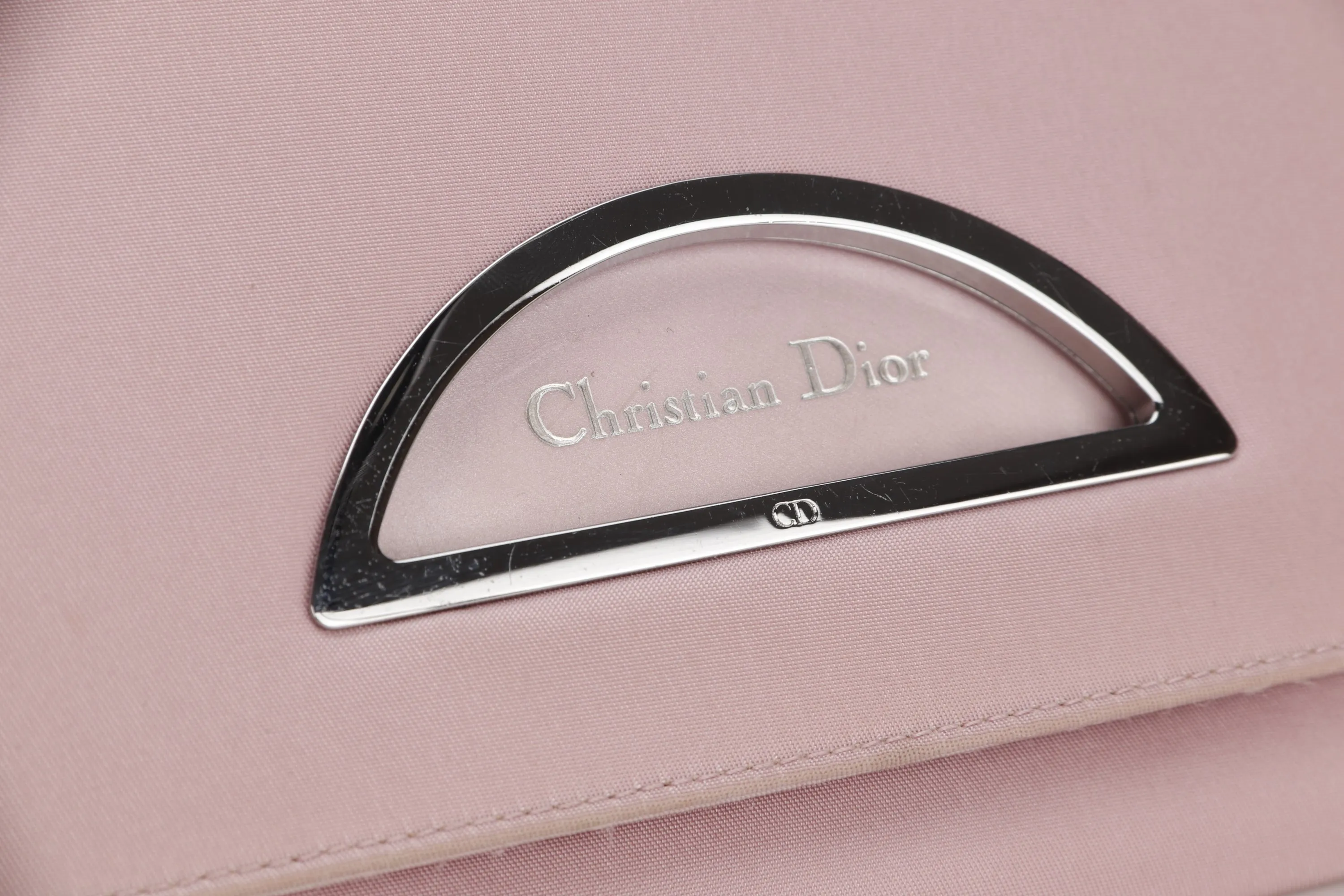 CHRISTIAN DIOR MARIS PEARL BIFOLD WALLET (BU0020) PINK NYLON SILVER HARDWARE, WITH CARD & DUST COVER