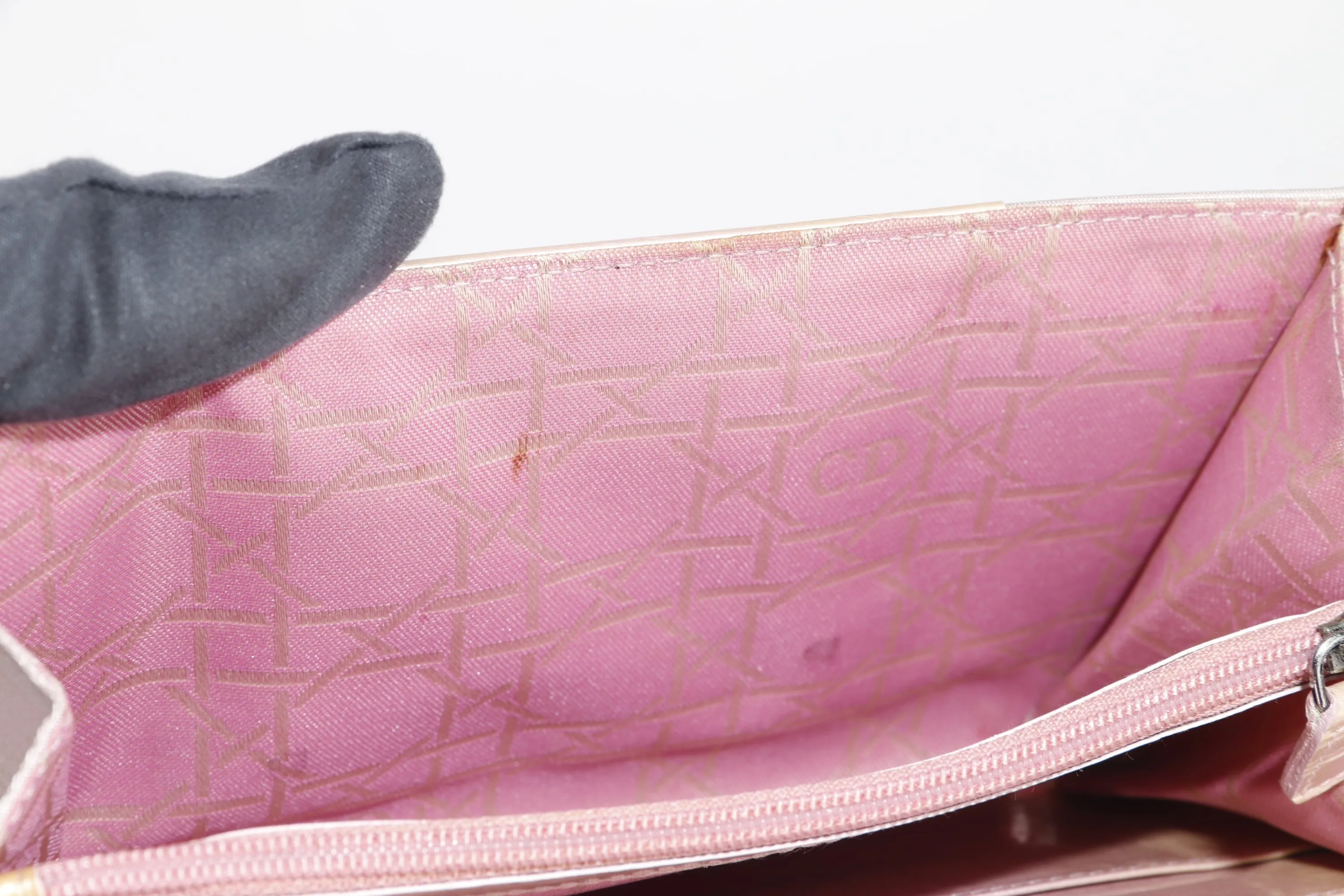 CHRISTIAN DIOR MARIS PEARL BIFOLD WALLET (BU0020) PINK NYLON SILVER HARDWARE, WITH CARD & DUST COVER