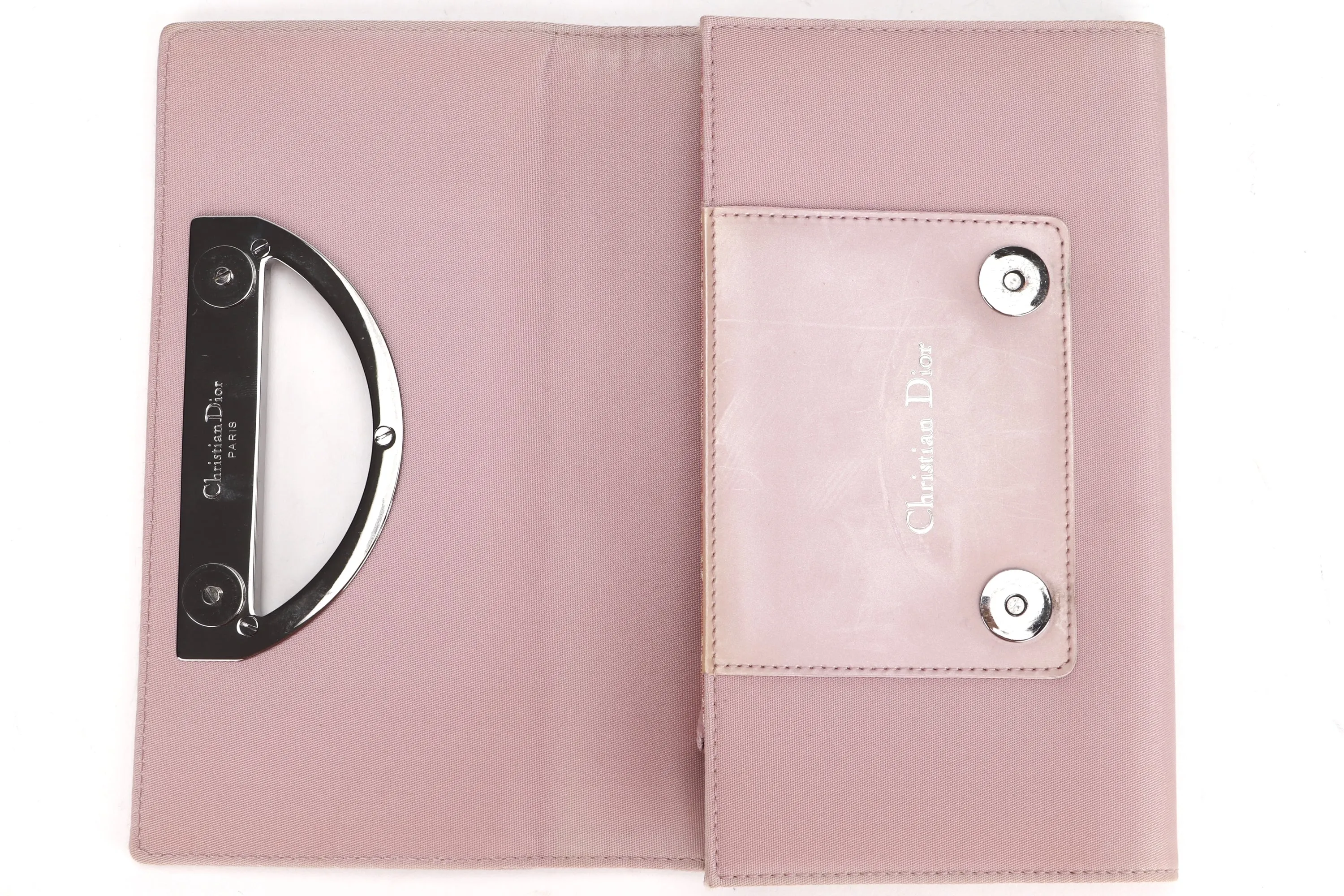 CHRISTIAN DIOR MARIS PEARL BIFOLD WALLET (BU0020) PINK NYLON SILVER HARDWARE, WITH CARD & DUST COVER