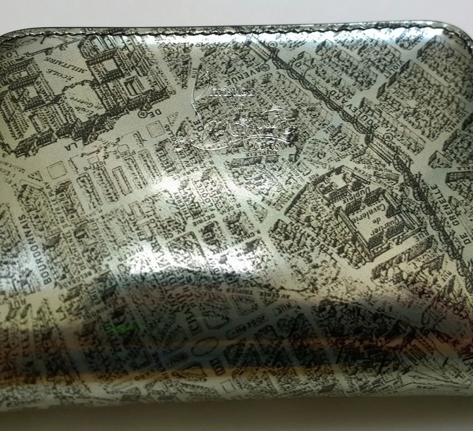 Christian Louboutin Panettone Coin Purse Card Case Wallet Specchio Paln de Paris Etain Map