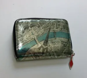 Christian Louboutin Panettone Coin Purse Card Case Wallet Specchio Paln de Paris Etain Map