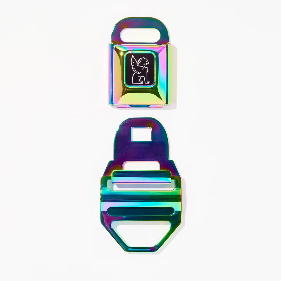 Chrome Seatbelt Buckle Md (1.5") - Rainbow