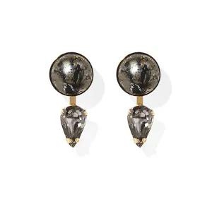 Circle Ear Jacket in Gold with Pyrite and Swarovski Crystal