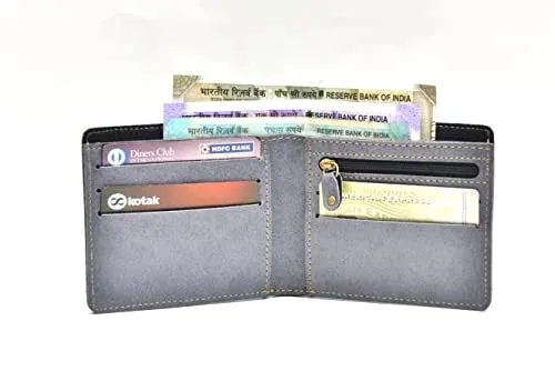 Classy Leather Customized Chained Sling Bag Round   Men's Wallet - Black Grey