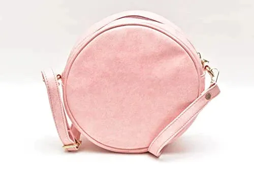 Classy Leather Customized Chained Sling Bag Round   Men's Wallet - Light Pink Black