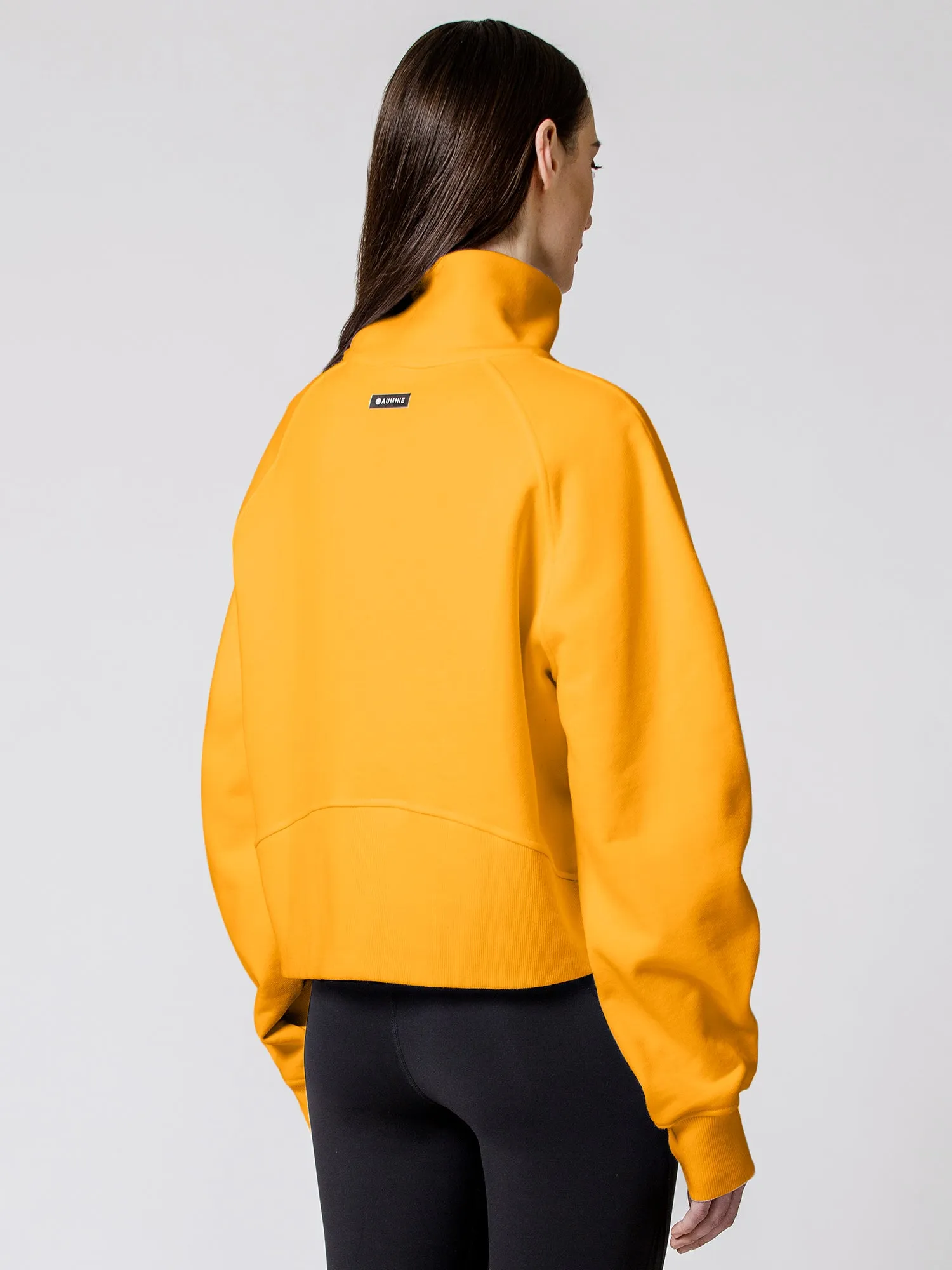 COLLARED HALF ZIP RELAXED SWEATSHIRT, YELLOW