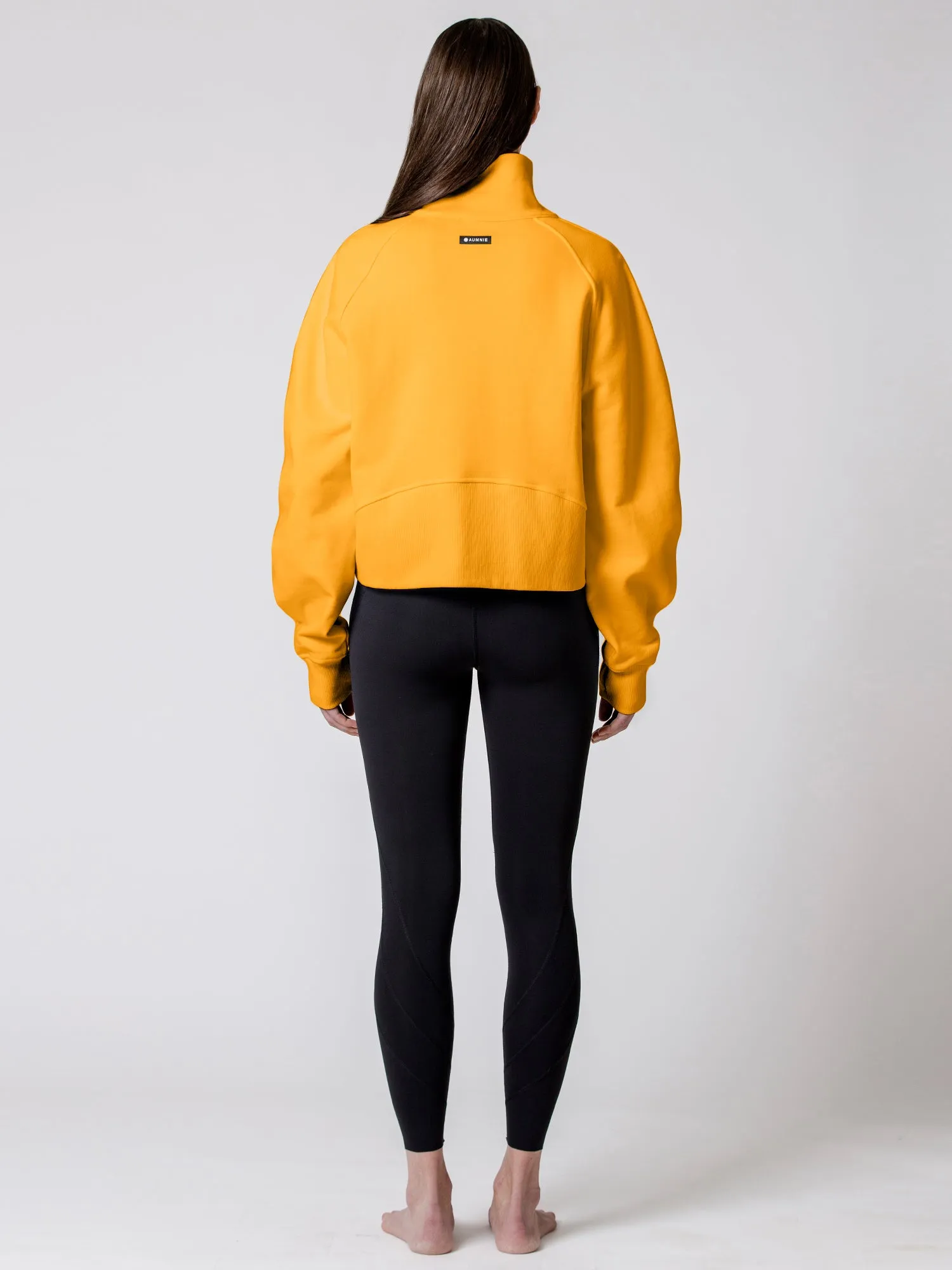 COLLARED HALF ZIP RELAXED SWEATSHIRT, YELLOW