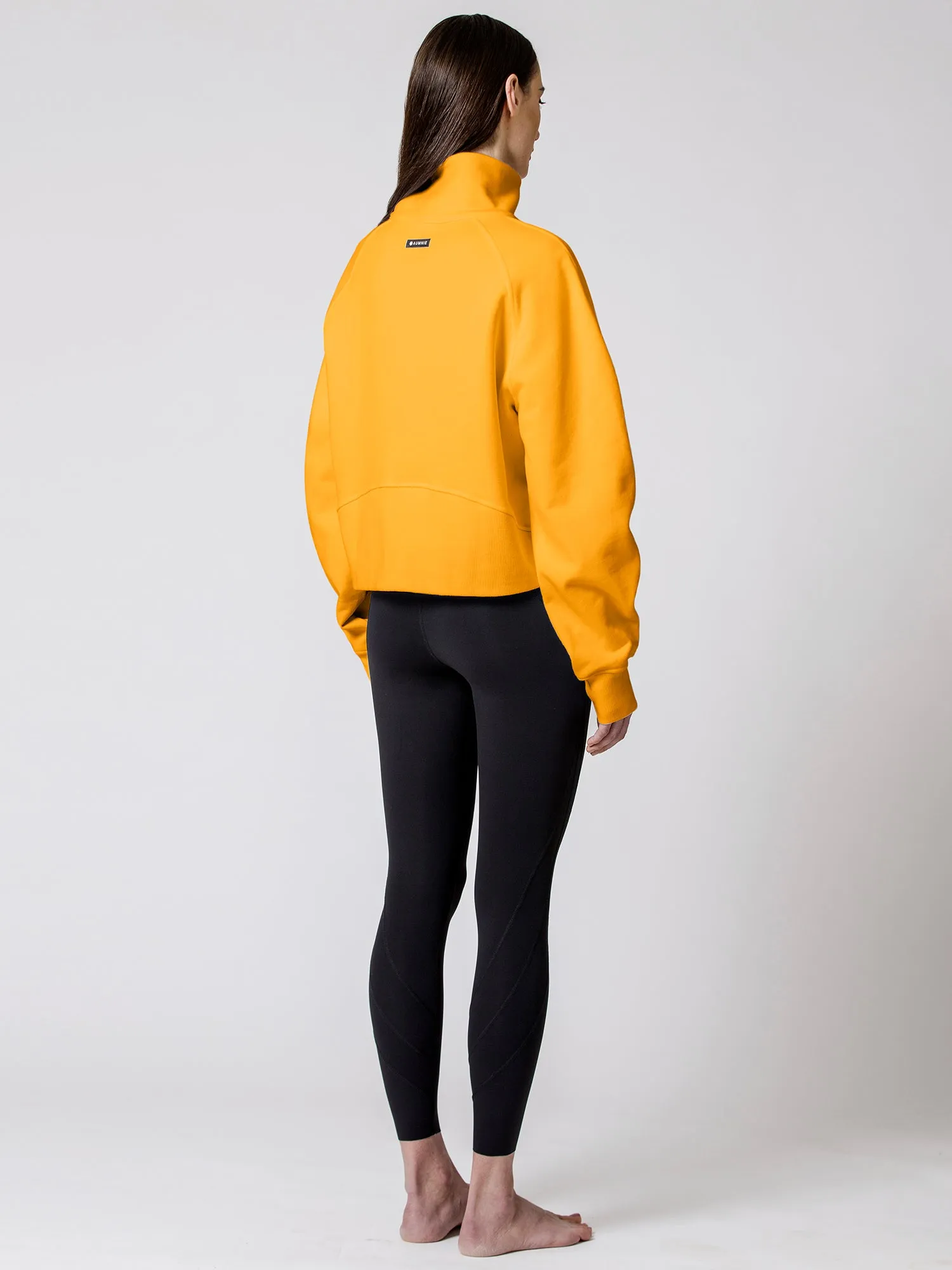 COLLARED HALF ZIP RELAXED SWEATSHIRT, YELLOW