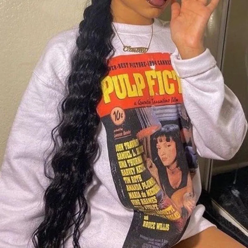 Comics Print Long Sleeve Casual Sweater