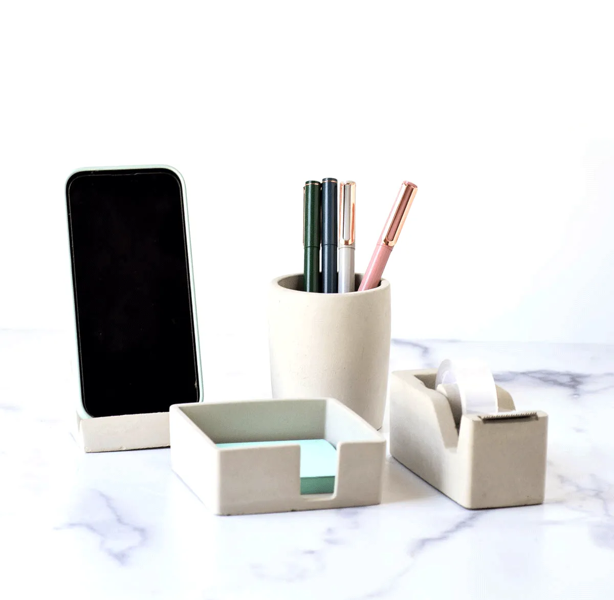 Concrete Tape Dispenser, Desk Accessories, Scotch Tape Holder, Minimalist, Modern Office, Desk Organizer