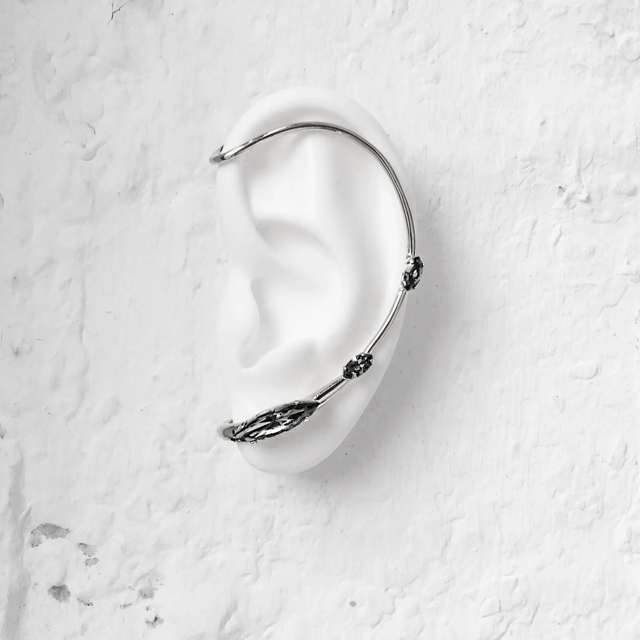 Crystal Trace Ear Cuff in Silver