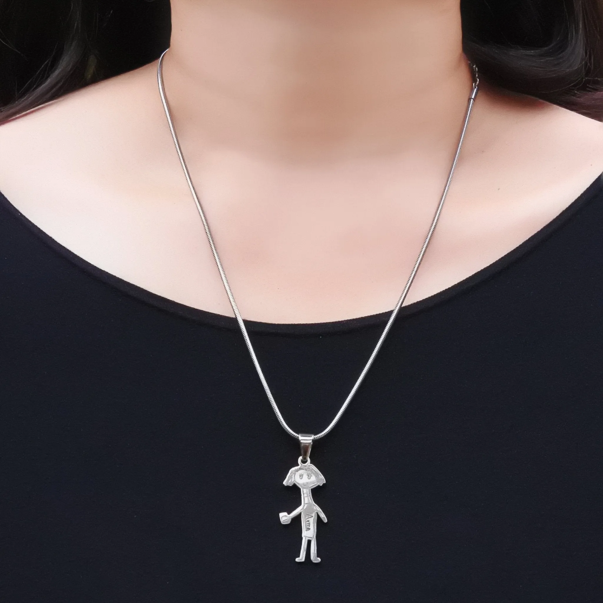 Custom CUT Kids Drawing Necklace