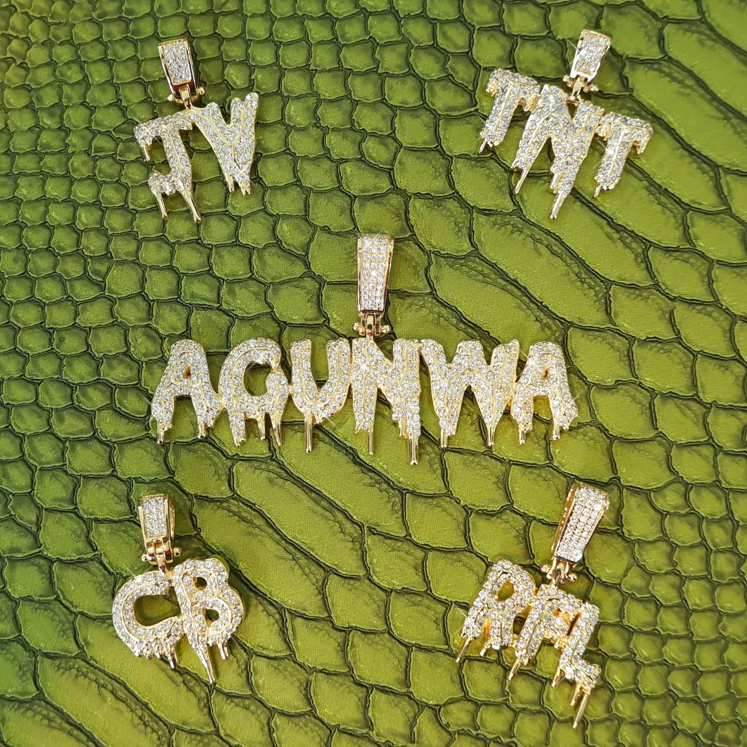 Custom Dripping Letters Iced Out Pendant