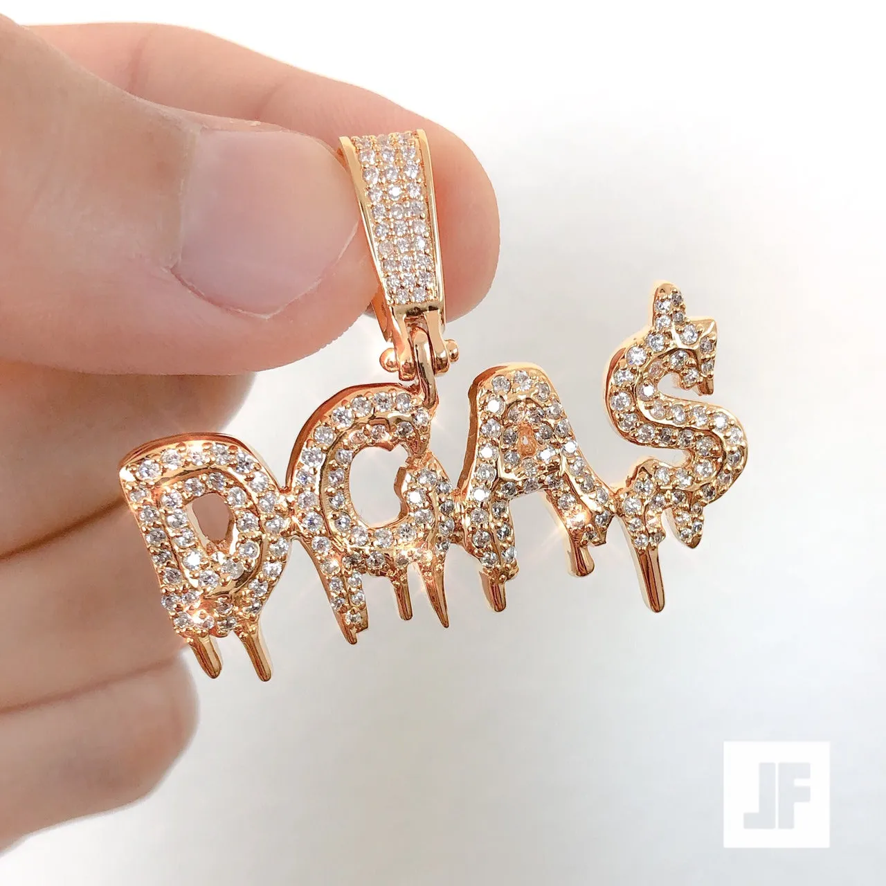 Custom Dripping Letters Iced Out Pendant