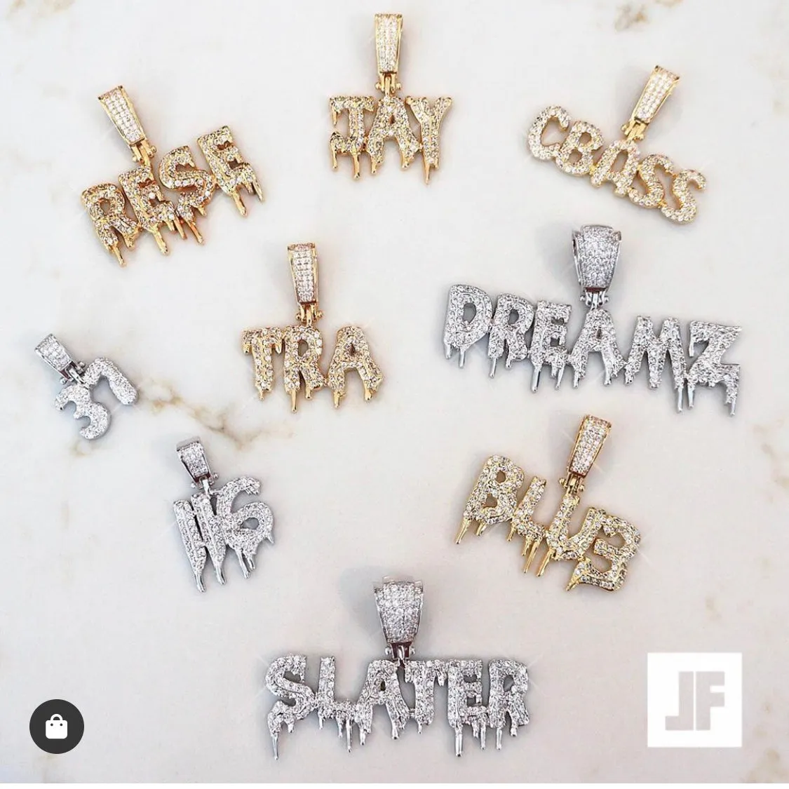 Custom Dripping Letters Iced Out Pendant