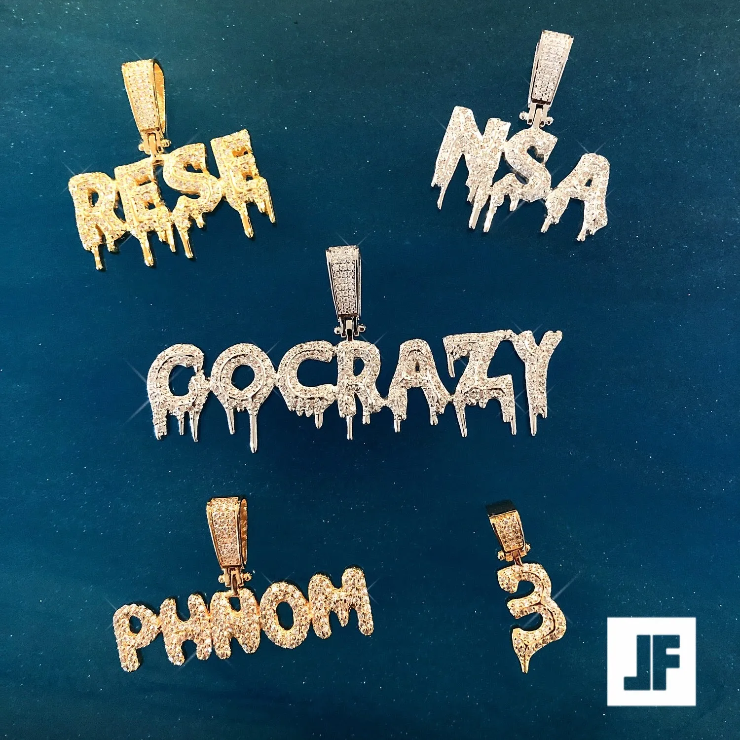 Custom Dripping Letters Iced Out Pendant