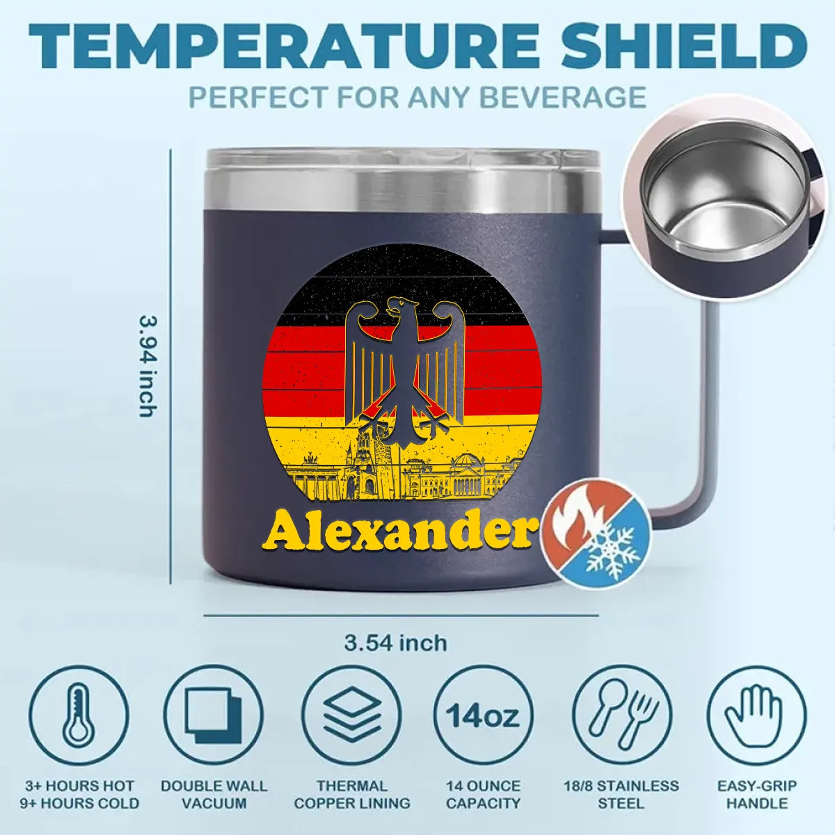 Custom Germany Tumbler 14oz With Your Name