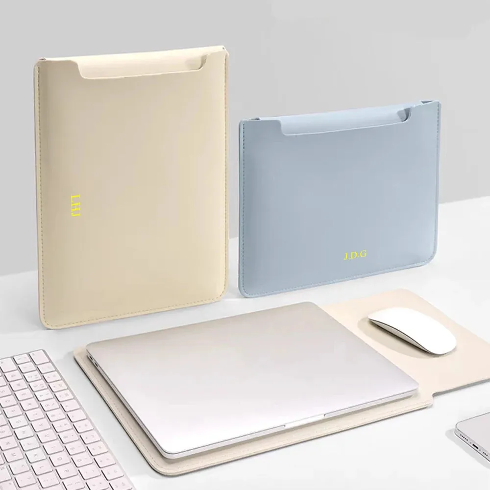 Custom Name Leather Laptop Bag Woman Fashion Luxury Notebook Computer Storage Bag Daily Business Office Briefcase Tote Bag