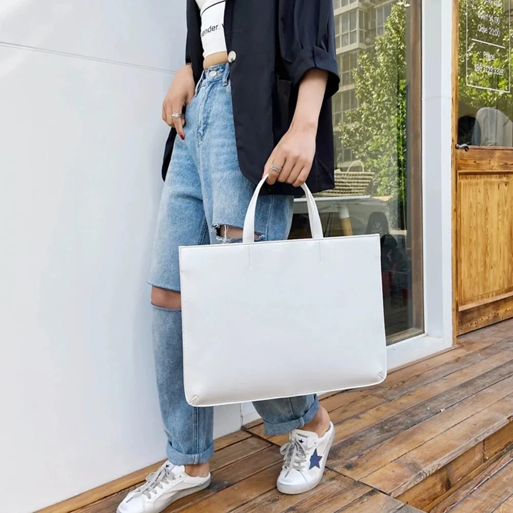Custom Name Leather Laptop Bag Woman Fashion Luxury Notebook Computer Storage Bag Daily Business Office Briefcase Tote Bag