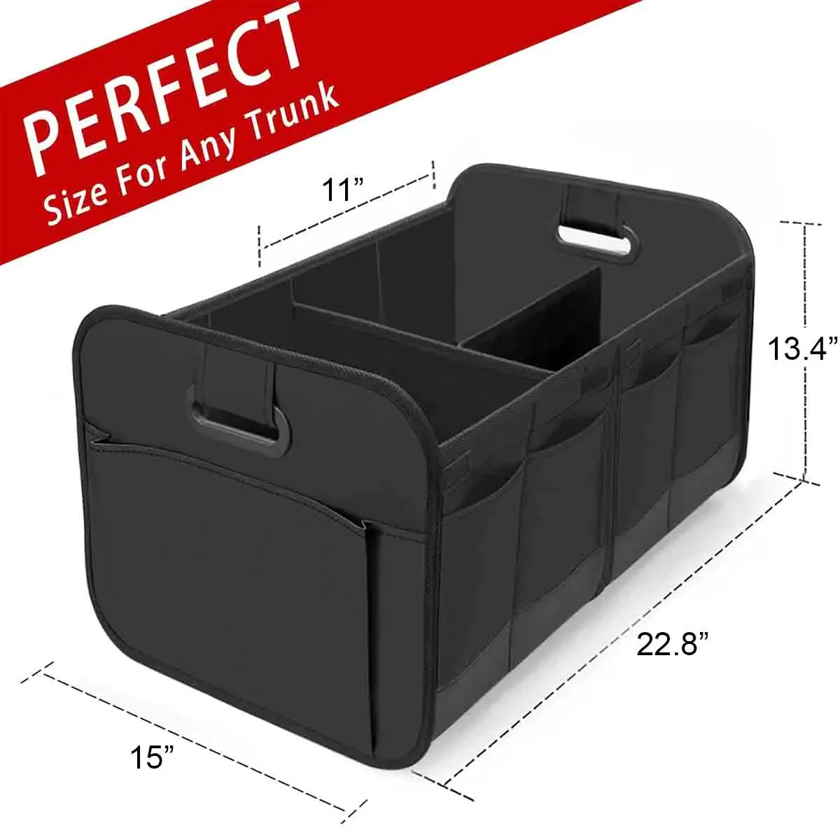 Custom Text For Car Trunk Organizer Storage, Compatible with All Cars, Reinforced Handles, Collapsible Multi, Compartment Car Organizers, Foldable and Waterproof, 600D Oxford Polyester TS12995