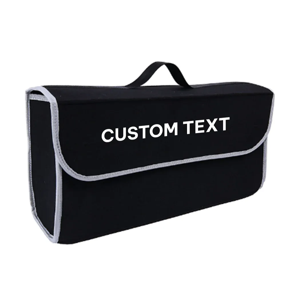 Custom Text For Soft Felt Car Bag Organizer, Compatible with All Cars, Folding Car Storage Box Non Slip Fireproof Car Trunk Organizer HY12990