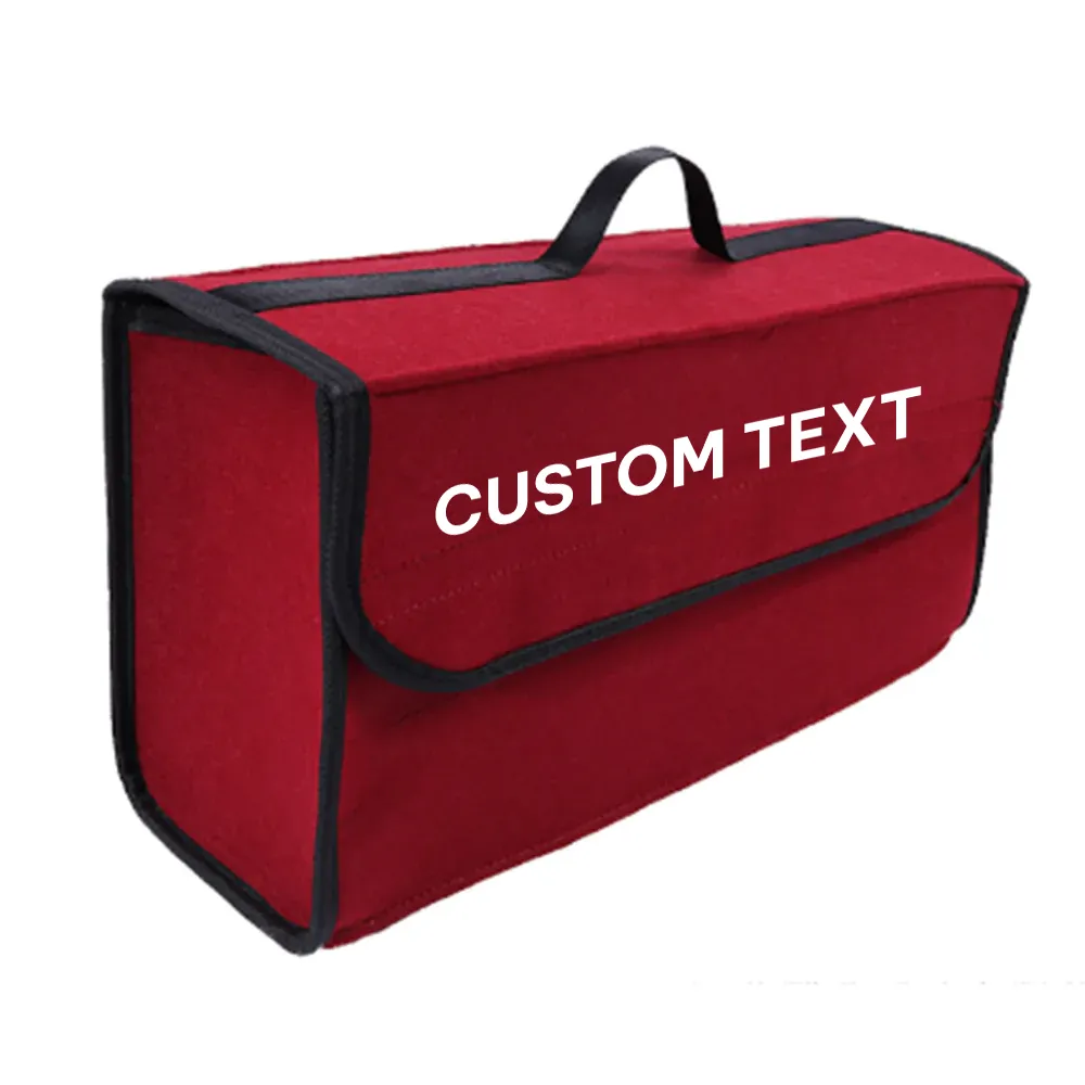 Custom Text For Soft Felt Car Bag Organizer, Compatible with All Cars, Folding Car Storage Box Non Slip Fireproof Car Trunk Organizer HY12990