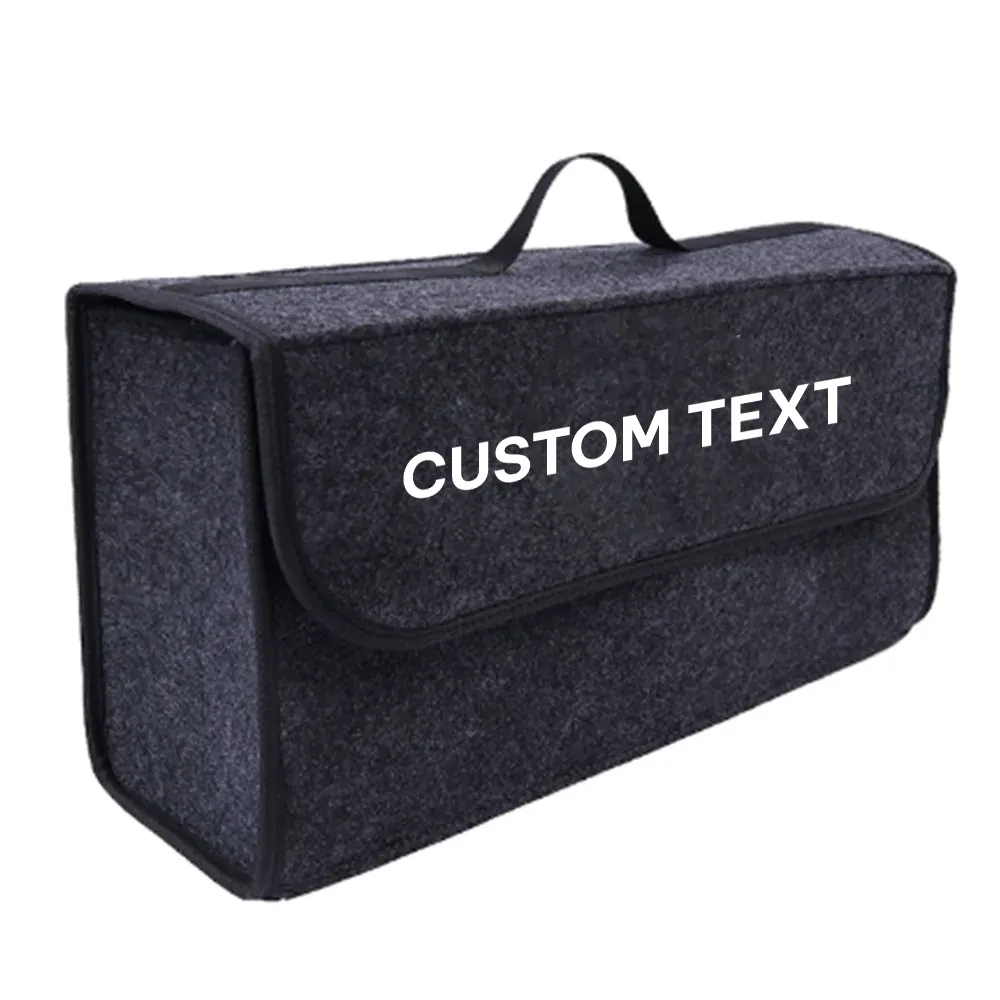 Custom Text For Soft Felt Car Bag Organizer, Compatible with All Cars, Folding Car Storage Box Non Slip Fireproof Car Trunk Organizer HY12990