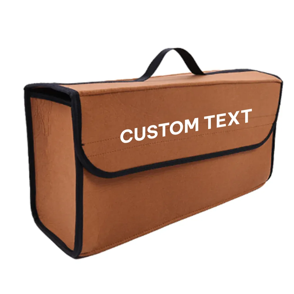 Custom Text For Soft Felt Car Bag Organizer, Compatible with All Cars, Folding Car Storage Box Non Slip Fireproof Car Trunk Organizer HY12990