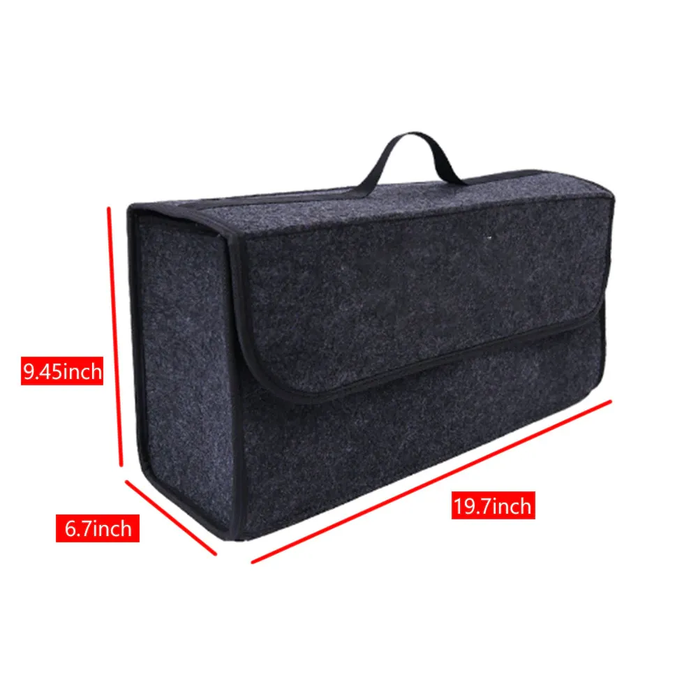 Custom Text For Soft Felt Car Bag Organizer, Compatible with All Cars, Folding Car Storage Box Non Slip Fireproof Car Trunk Organizer HY12990