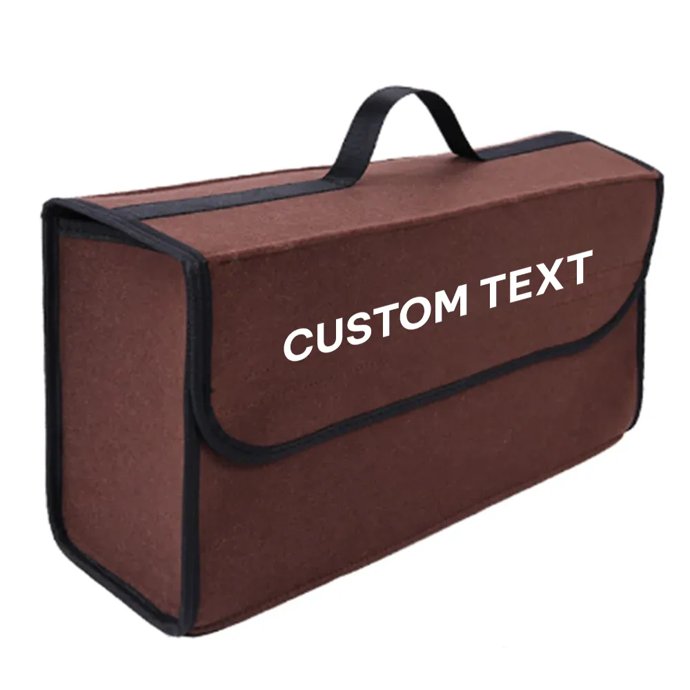 Custom Text For Soft Felt Car Bag Organizer, Compatible with All Cars, Folding Car Storage Box Non Slip Fireproof Car Trunk Organizer HY12990