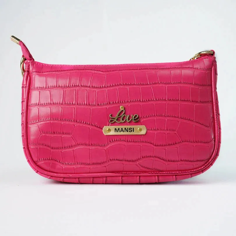 Customised Women's Croc Sling bag (Product 1) & Zip Mini make up kit (Product 2) Combo for Women