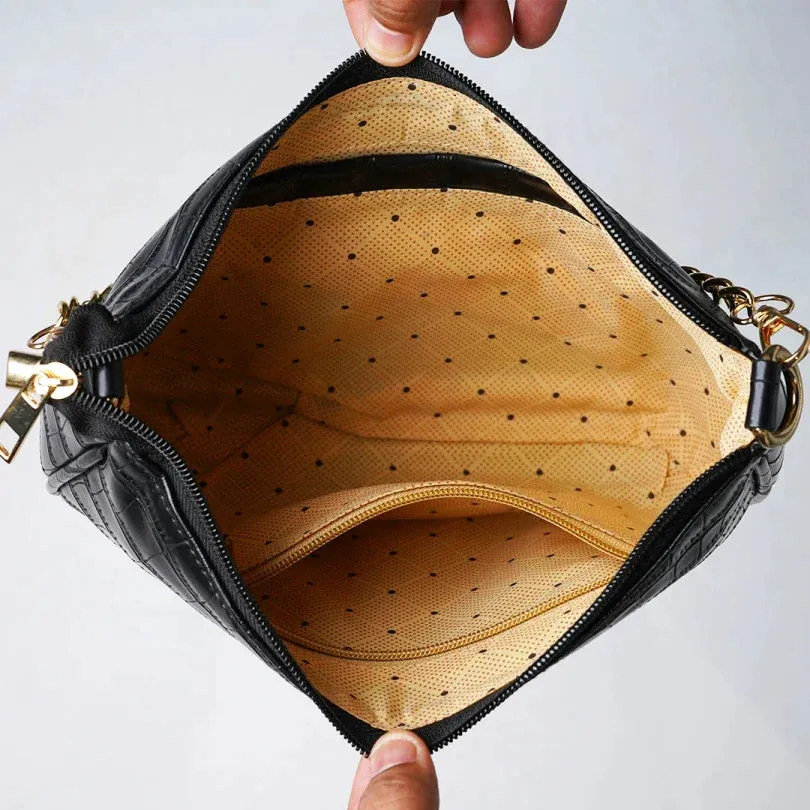 Customised Women's Croc Sling bag (Product 1) & Zip Mini make up kit (Product 2) Combo for Women