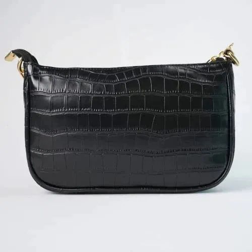 Customized Women's Croc Sling Bag   Mini Make up kit - Brown Black