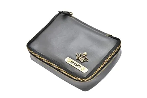 Customized Women's Croc Sling Bag   Mini Make up kit - Brown Grey