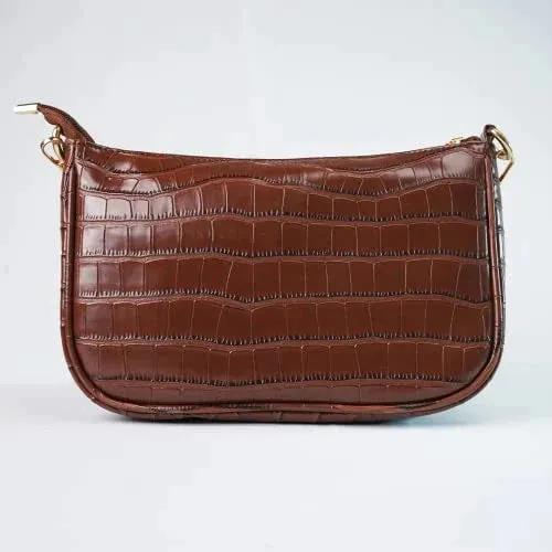 Customized Women's Croc Sling Bag   Mini Make up kit - Brown Wine