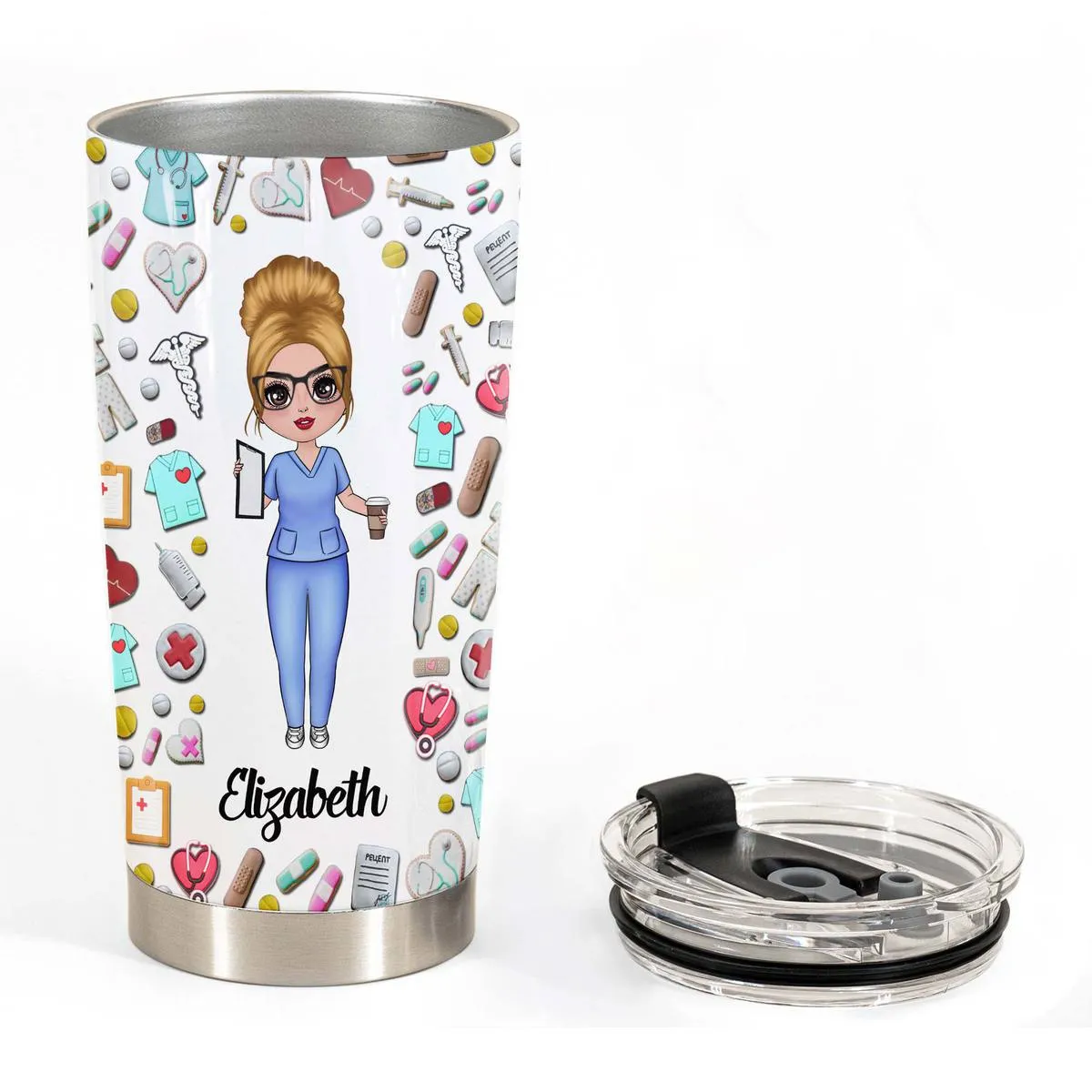 Cute Nurse Personalized Tumbler With Picture