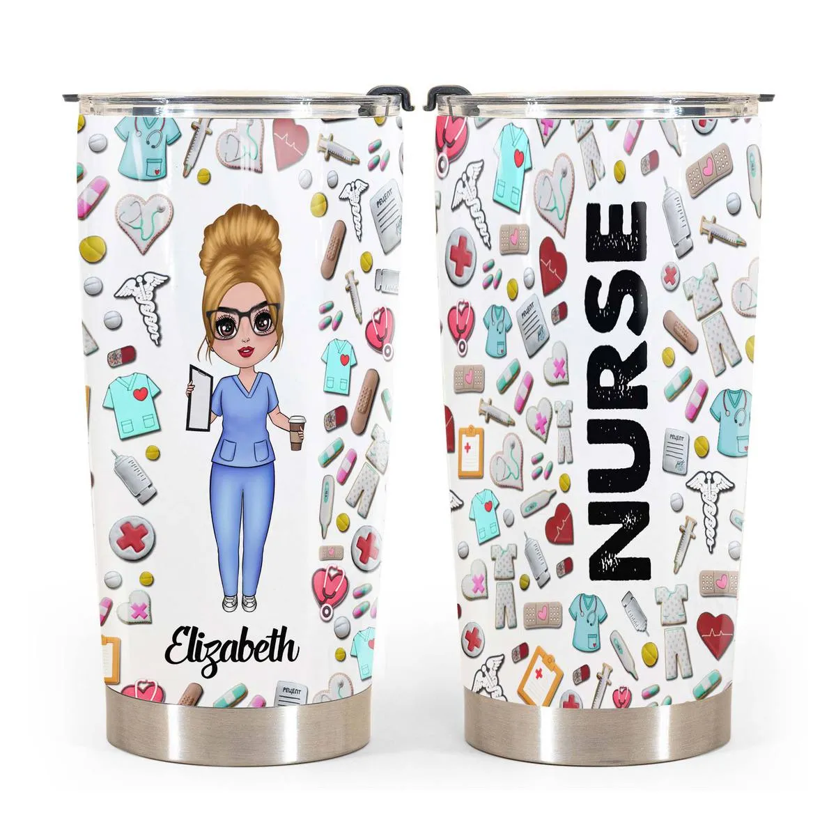 Cute Nurse Personalized Tumbler With Picture