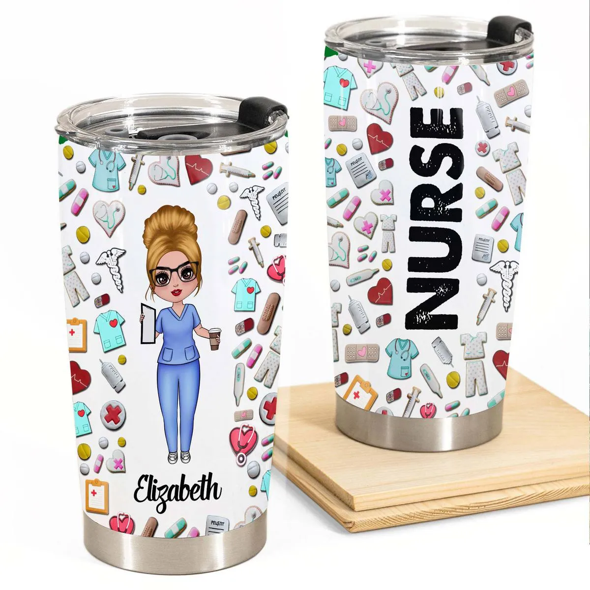 Cute Nurse Personalized Tumbler With Picture