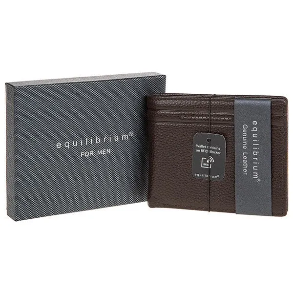 Debossed Brown Leather RFID Wallet