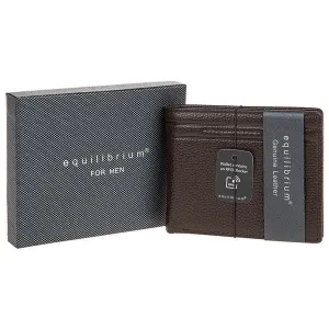 Debossed Brown Leather RFID Wallet