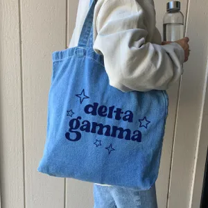 Delta Gamma Denim Tote Bag - Sorority Gift, Big Little Reveal, Bid Day, Greek Life Accessory